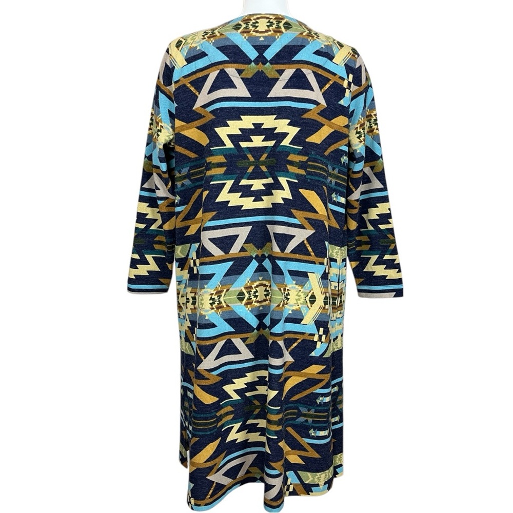 Ali Miles Open Front Multi Color Western Navajo Cardigan Duster Large